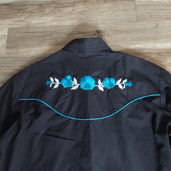 Vintage Ely Diamond Embroidered Pearl Snap Western Shirt Small - Picture 6 of 12